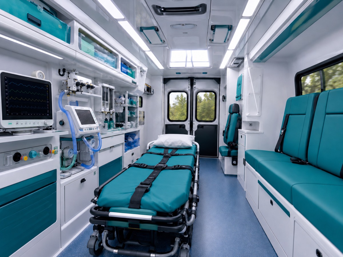 Interior de UTI Móvel da frota própria da Acolher